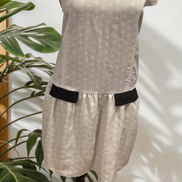 Grey and white bcbg generation drop waist polka dot dress - Picture 6 of 7